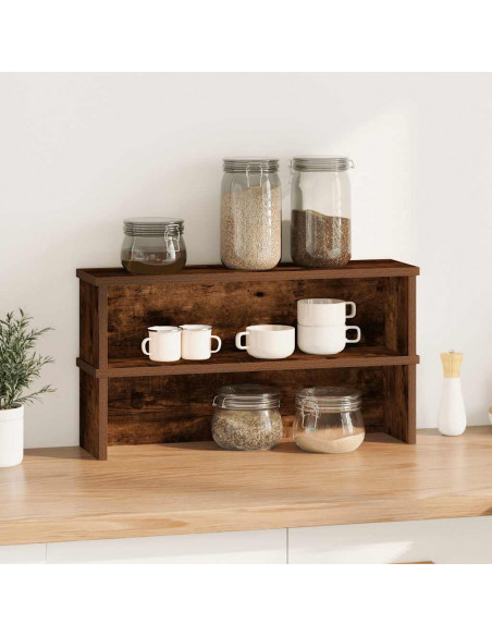 Scaffali da Cucina Impilabili 2 pz Rovere Fumo 50x15x16 cm