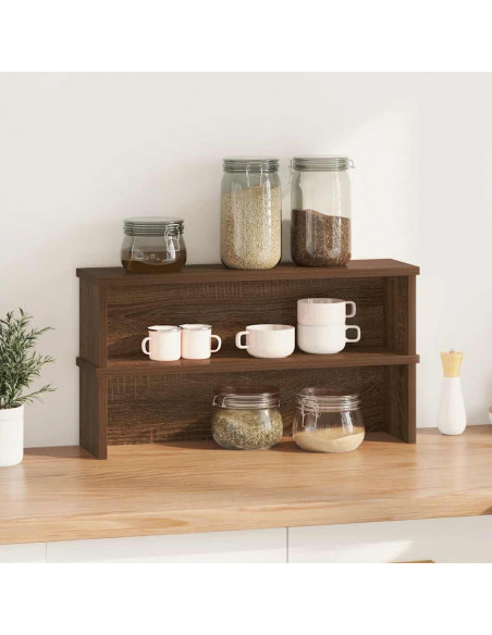 Scaffali da Cucina Impilabili 2 pz Rovere Marrone 50x15x16 cm
