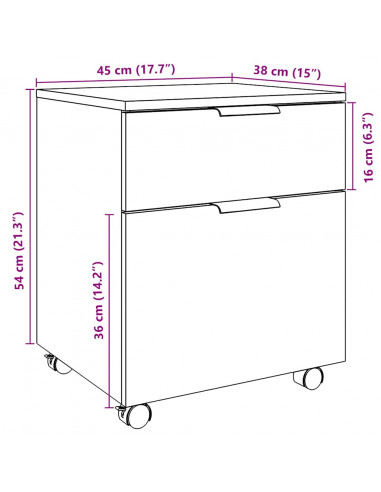 Schedario con Ruote Legno Antico 45x38x54 cm Legno Multistrato