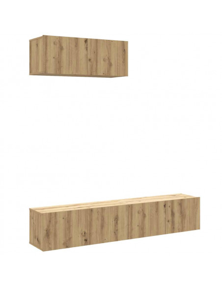 Set Mobile TV 3 pz Montato a Parete Rovere in Truciolato