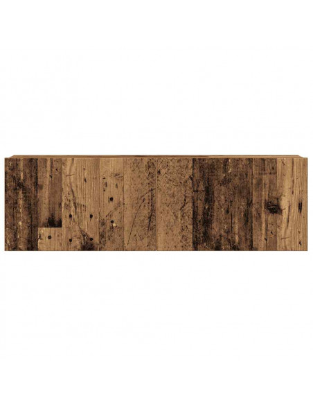 Set Mobile TV 4 pz Montato a Parete Legno Antico in Truciolato