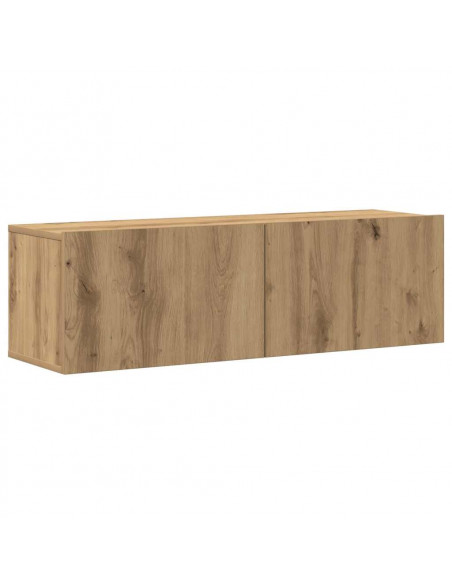 Set Mobile TV 4 pz Montato a Parete Rovere in Legno Multistrato