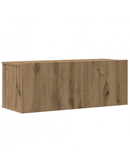 Set Mobile TV 4 pz Montato a Parete Rovere in Legno Multistrato