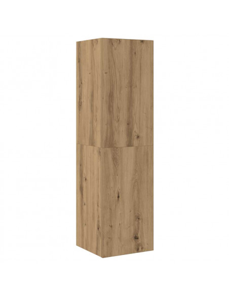 Set Mobile TV 4 pz Montato a Parete Rovere in Legno Multistrato