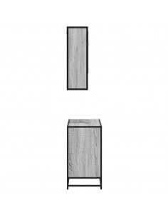 Set Mobili da Bagno 2 pz Grigio Sonoma in Legno Multistrato