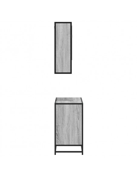 Set Mobili da Bagno 2 pz Grigio Sonoma in Legno Multistrato