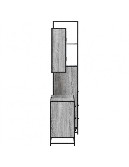 Set Mobili da Bagno 3 pz Grigio Sonoma in Legno Multistrato