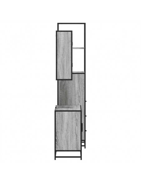 Set Mobili da Bagno 3 pz Grigio Sonoma in Legno Multistrato