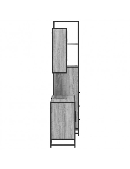Set Mobili da Bagno 3 pz Grigio Sonoma in Legno Multistrato