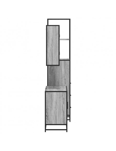 Set Mobili da Bagno 3 pz Grigio Sonoma in Legno Multistrato