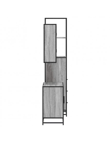 Set Mobili da Bagno 3 pz Grigio Sonoma in Legno Multistrato