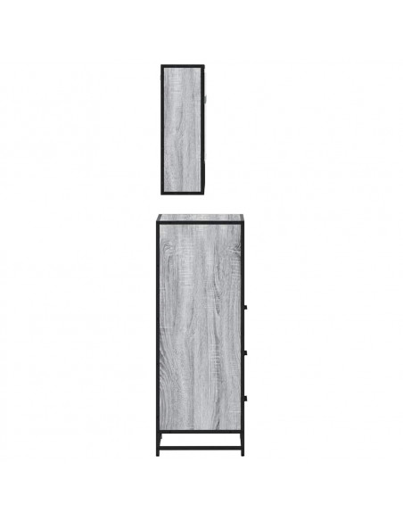 Set Mobili da Bagno 3 pz Grigio Sonoma in Legno Multistrato