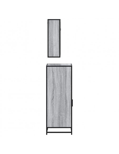 Set Mobili da Bagno 3 pz Grigio Sonoma in Legno Multistrato