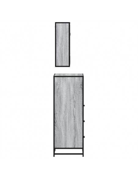 Set Mobili da Bagno 3 pz Grigio Sonoma in Legno Multistrato