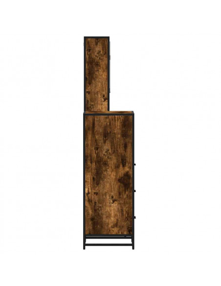 Set Mobili da Bagno 3 pz Rovere Fumo in Legno Multistrato