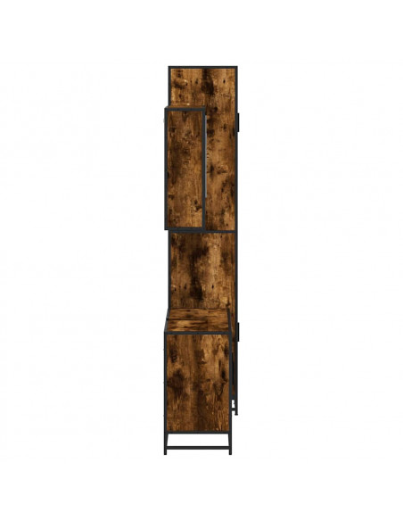 Set Mobili da Bagno 3 pz Rovere Fumo in Legno Multistrato