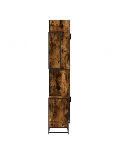 Set Mobili da Bagno 3 pz Rovere Fumo in Legno Multistrato