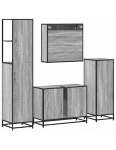 Set Mobili da Bagno 4 pz Grigio Sonoma in Legno Multistrato 2