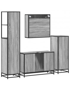 Set Mobili da Bagno 4 pz Grigio Sonoma in Legno Multistrato 2