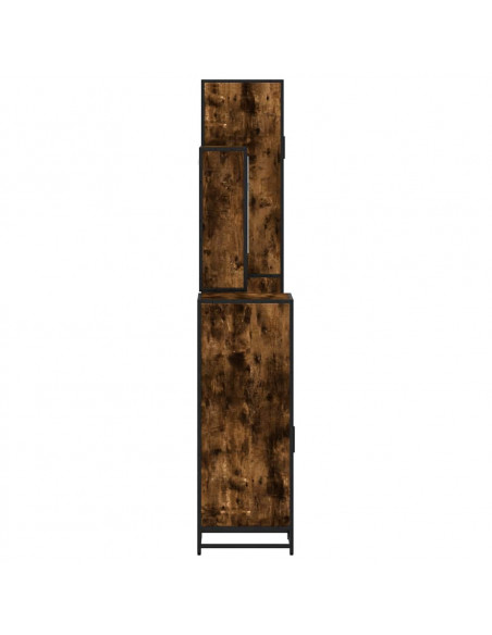 Set Mobili da Bagno 4 pz Rovere Fumo in Legno Multistrato