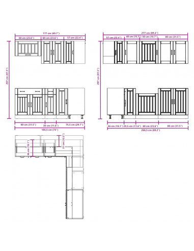 Set Mobili da Cucina 11 pz Lucca Bianchi Legno Multistrato