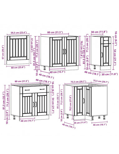 Set Mobili da Cucina 11 pz Lucca Bianchi Legno Multistrato