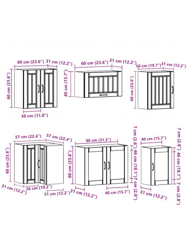 Set Mobili da Cucina 11 pz Lucca Bianchi Legno Multistrato