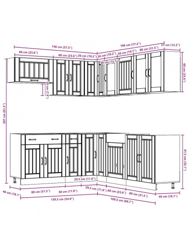 Set Mobili da Cucina 11 pz Lucca Bianchi Legno Multistrato