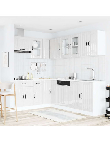 Set Mobili da Cucina 11 pz Lucca Bianchi Lucido in Truciolato