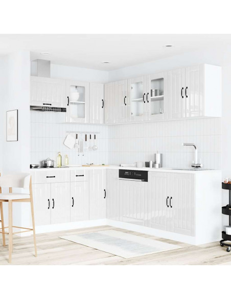 Set Mobili da Cucina 11 pz Lucca Bianchi Lucido in Truciolato
