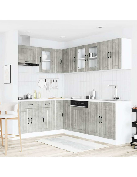 Set Mobili da Cucina 11 pz Lucca Grigio Cemento in Truciolato
