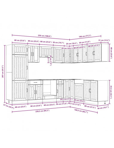 Set Mobili da Cucina 14 pz Lucca Bianchi Legno Multistrato