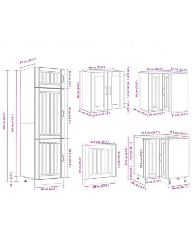 Set Mobili da Cucina 14 pz Lucca Bianchi Legno Multistrato