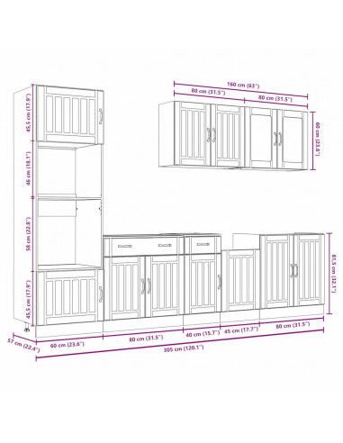 Set Mobili da Cucina 7 pz Kalmar Bianco Legno Multistrato