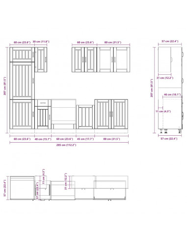 Set Mobili da Cucina 8 pz Kalmar Bianchi Lucido in Truciolato