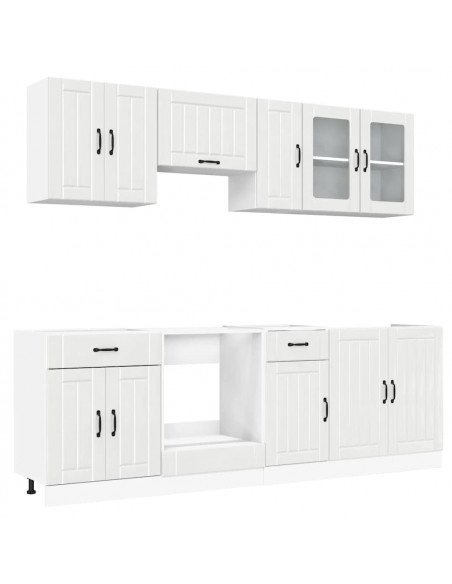 Set Mobili da Cucina 8 pz Kalmar Bianchi Lucido in Truciolato