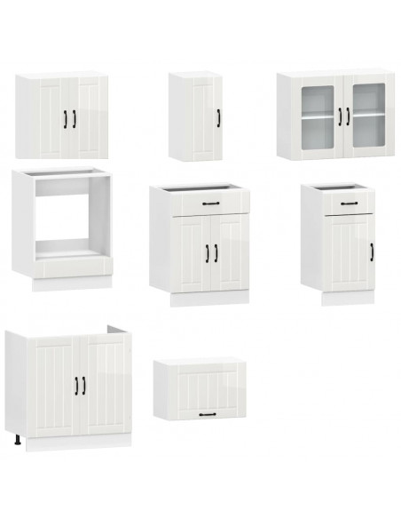 Set Mobili da Cucina 8 pz Kalmar Bianchi Lucido in Truciolato