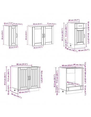 Set Mobili da Cucina 8 pz Kalmar Grigio Cemento in Truciolato