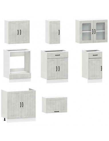 Set Mobili da Cucina 8 pz Kalmar Grigio Cemento in Truciolato