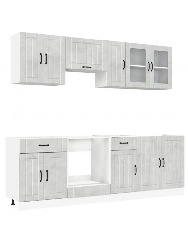 Set Mobili da Cucina 8 pz Kalmar Grigio Cemento in Truciolato