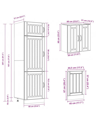 Set Mobili da Cucina 8 pz Kalmar Rovere Sonoma in Truciolato