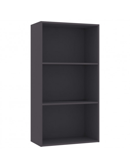 Libreria a 3 Ripiani Grigia 60x30x114 cm in Legno Multistrato