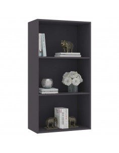 Libreria a 3 Ripiani Grigia 60x30x114 cm in Legno Multistrato 2