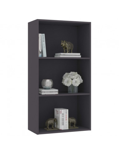 Libreria a 3 Ripiani Grigia 60x30x114 cm in Legno Multistrato
