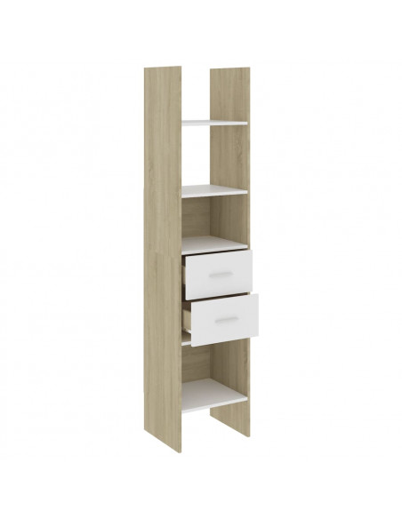 Libreria Bianca e Rovere Sonoma 40x35x180 cm Legno Multistrato