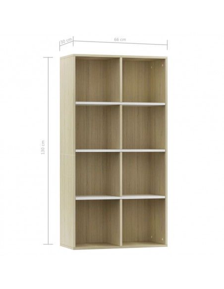 Libreria/Credenza Bianca Rovere Sonoma 66x30x130 cm Multistrato