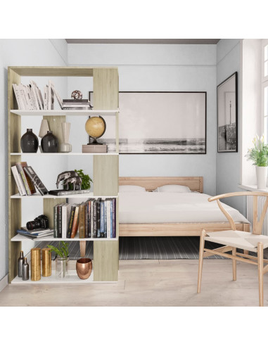 Libreria/Divisorio Bianco e Rovere Sonoma 80x24x159 cm