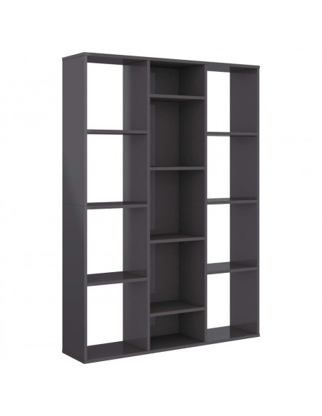 Libreria/Divisorio Grigio Lucido 100x24x140cm Legno Multistrato