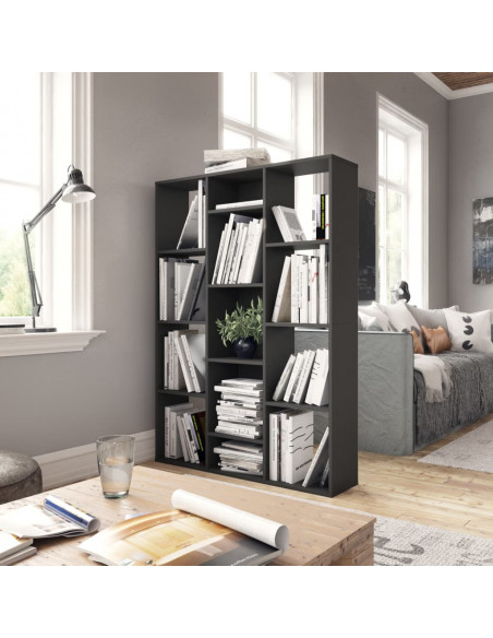 Libreria/Divisorio Grigio Lucido 100x24x140cm Legno Multistrato