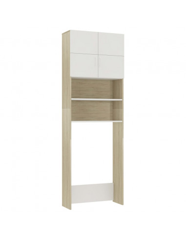 Mobile per Lavatrice Bianco e Rovere Sonoma 64x25,5x190 cm